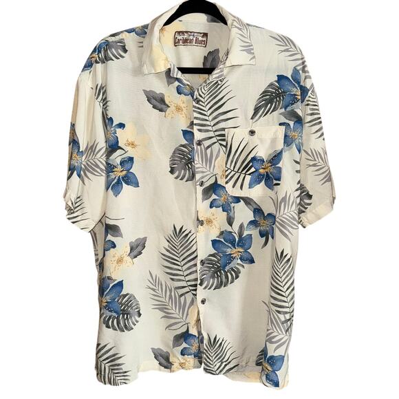 Caribbean Blues Tropical Button Down Shirt - Picture 1 of 3